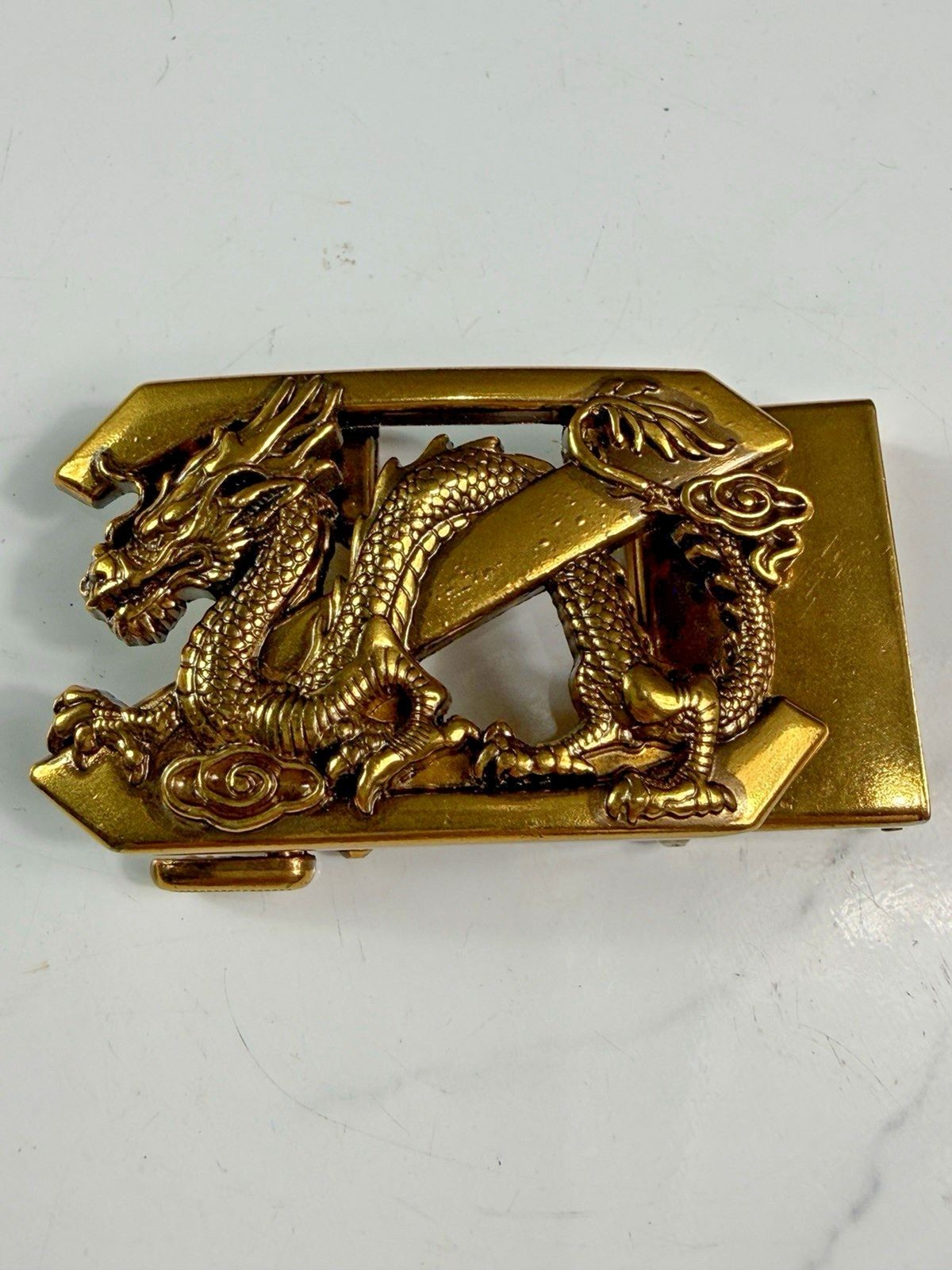 Vintage Style Dragon Belt Buckle Bronze Tone Asian Mythical Western 1.25&Prime; Strap