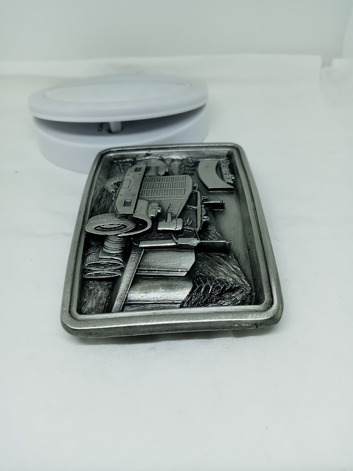 Vtg. Uniq Bendix Metal Embossed belt buckle Shaped Tractor-Trailer Truck.USA