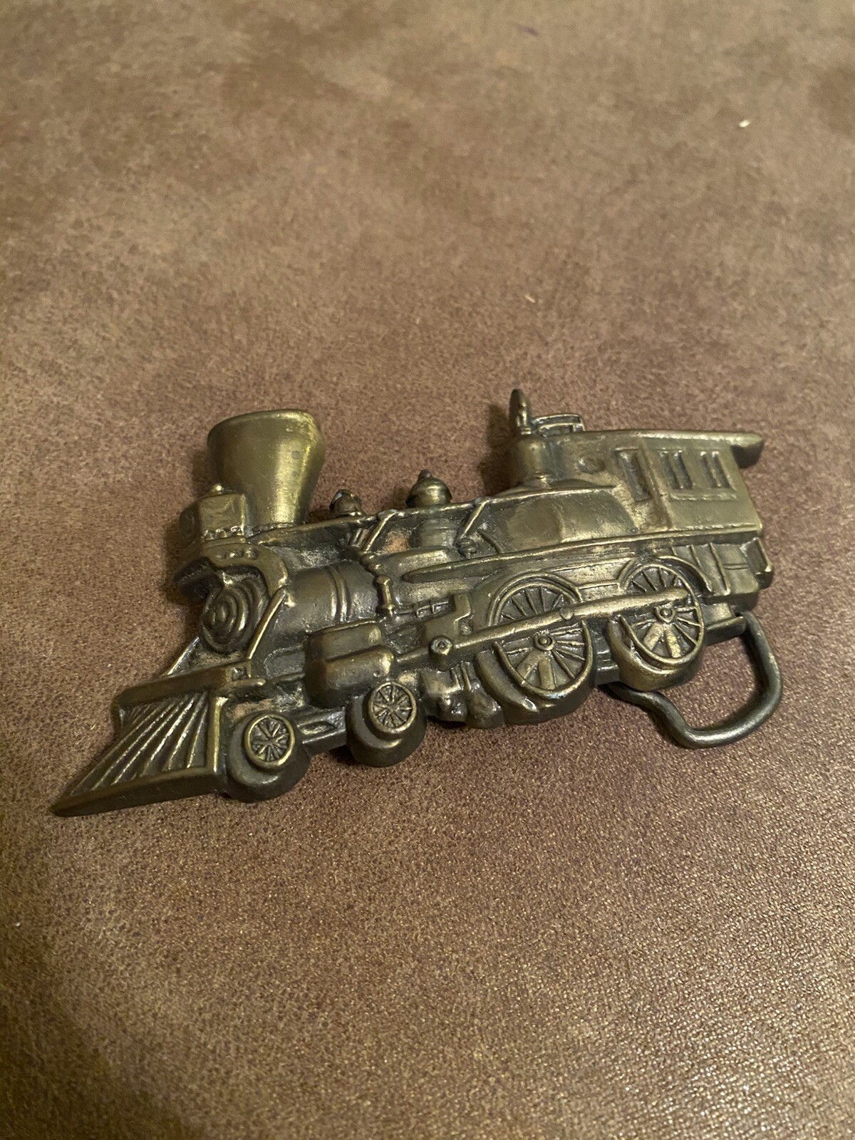 Vintage Brass Steam Locomotive Belt Buckle 4 1/4&Prime; Wide