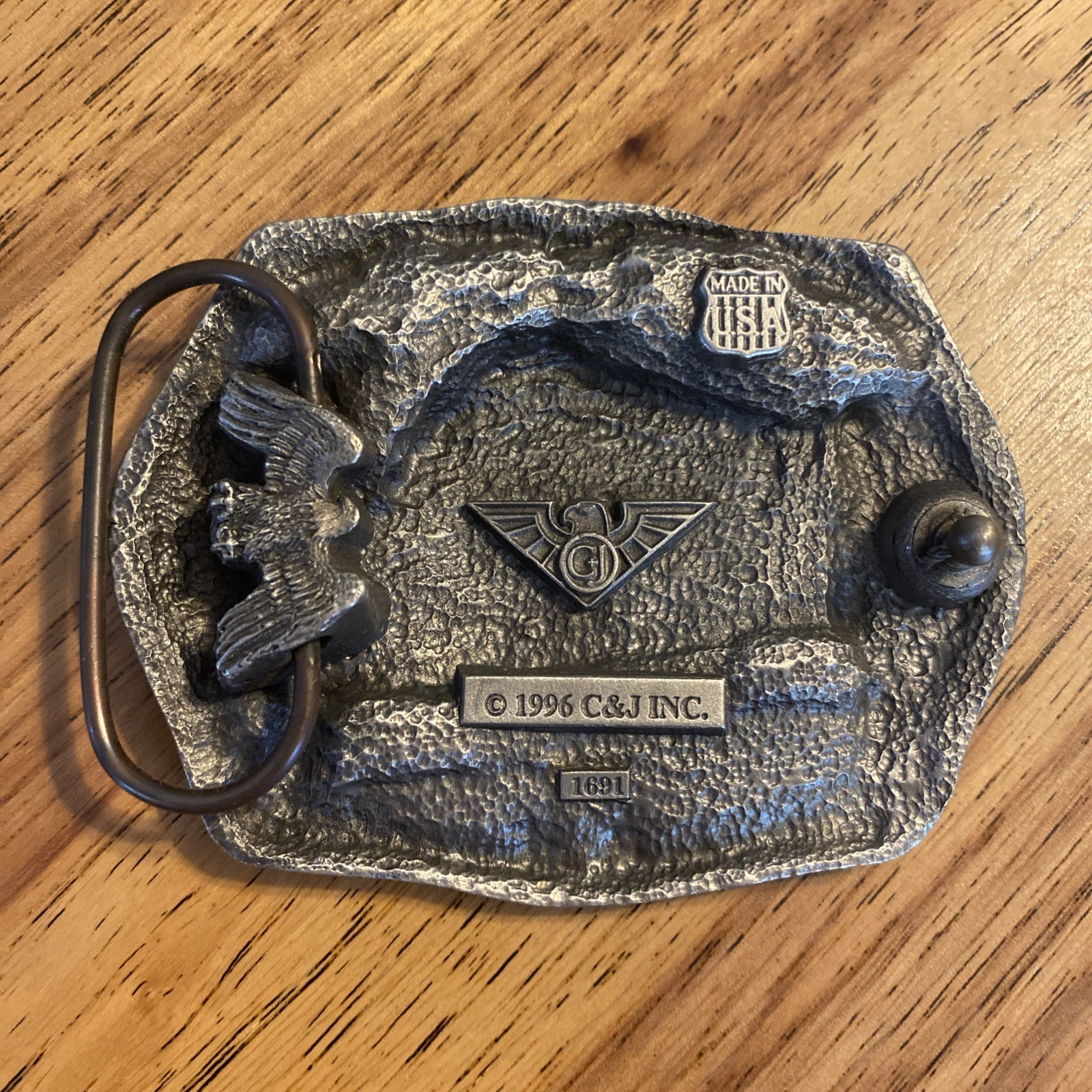 C&J 1996 BELT BUCKLE Train Engine #203 Indian Warrior Headdress, #1691