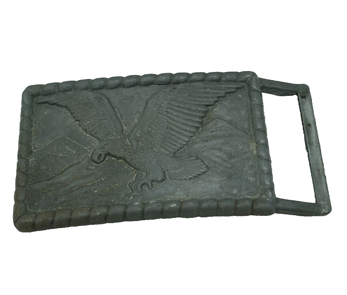 Vintage American Eagle Silvertone Belt Buckle Embossed Country Western Rope