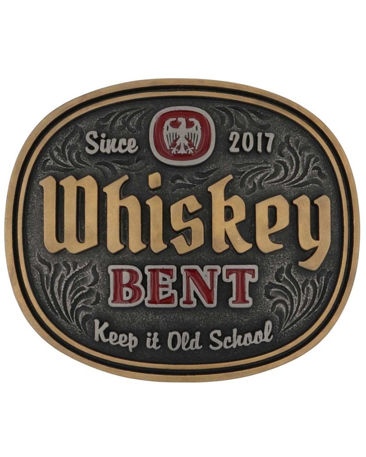 Montana Silversmiths Men's Keep It Old School Whiskey Bent Buckle Silver