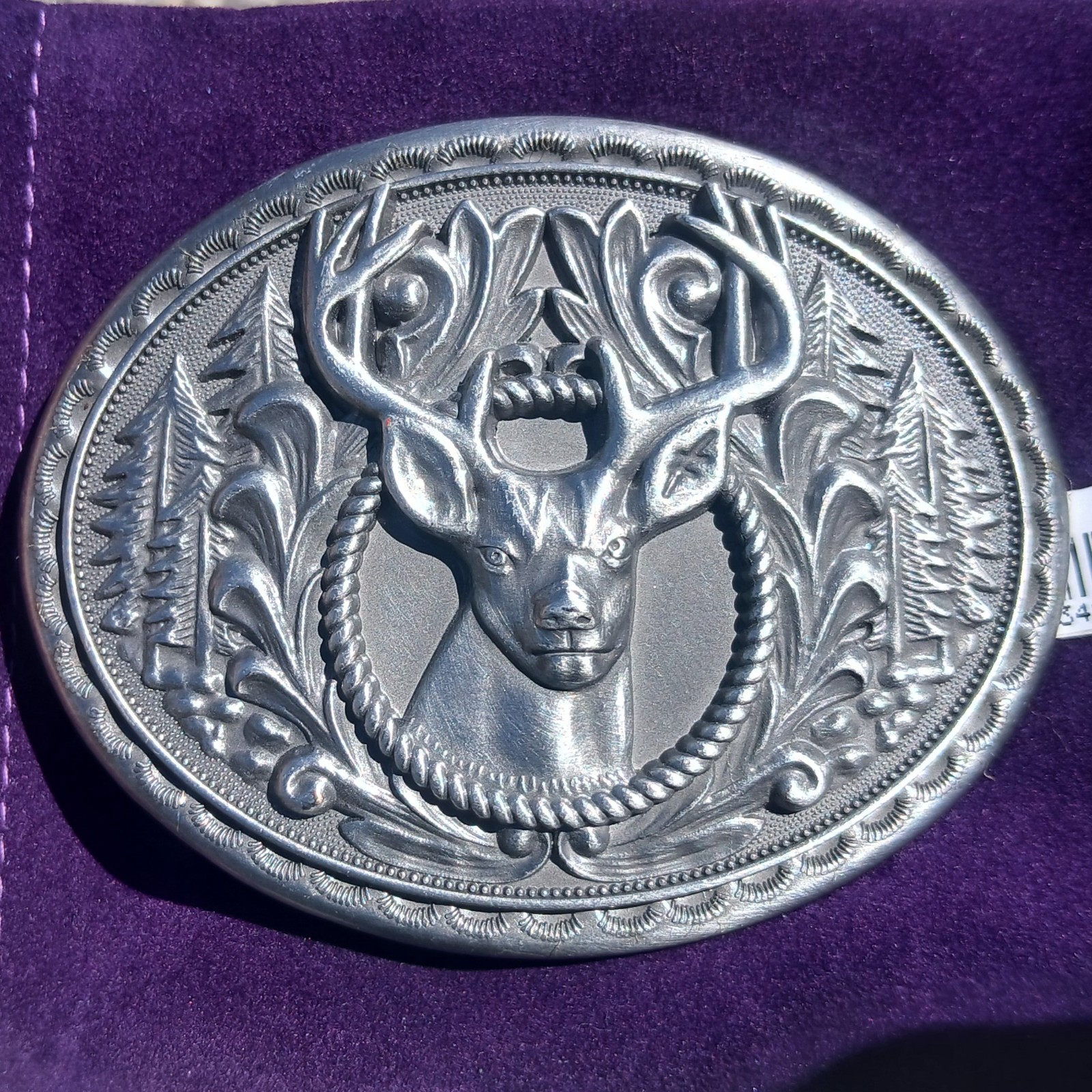 Nocona Deer Belt Buckle Mens Silver Oval Large Buck