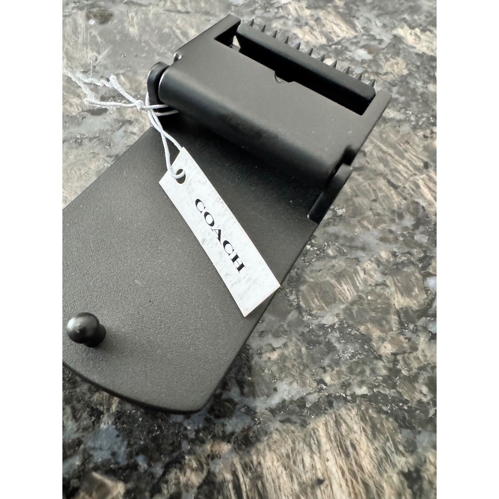 Coach Matte Black Horse and Carriage Plaque Belt Buckle Replacement Clamp-On