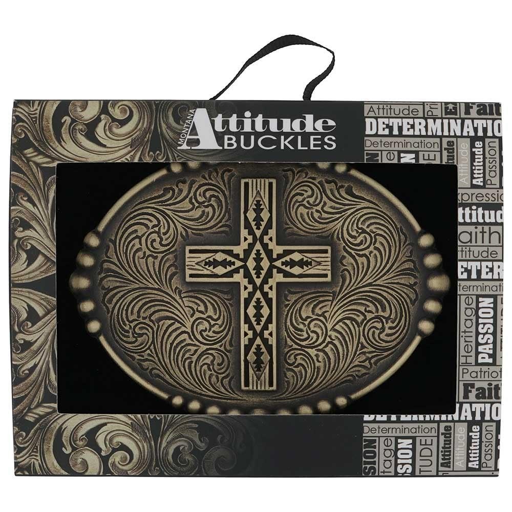 Montana Silversmiths Attitude Christian Faith Cross Western Belt Buckle