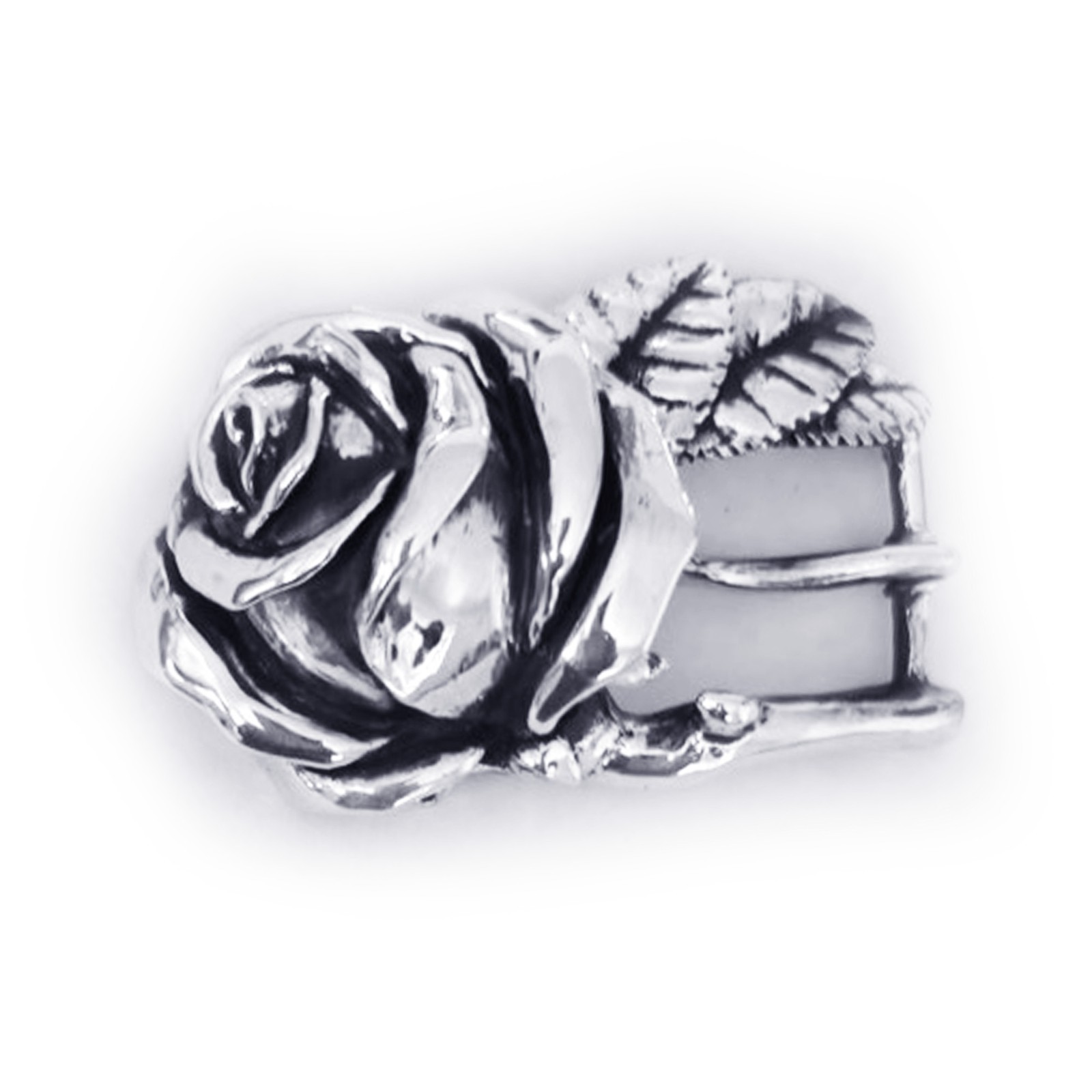 Rose White Sterling Silver Belt Buckle
