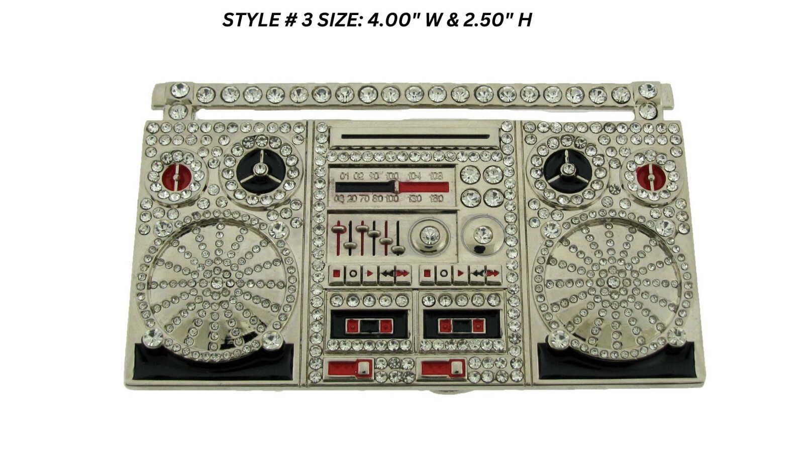 Retro Boom Box Belt Buckle Blaster Radio Dj Ghetto Music Old school Silver Metal