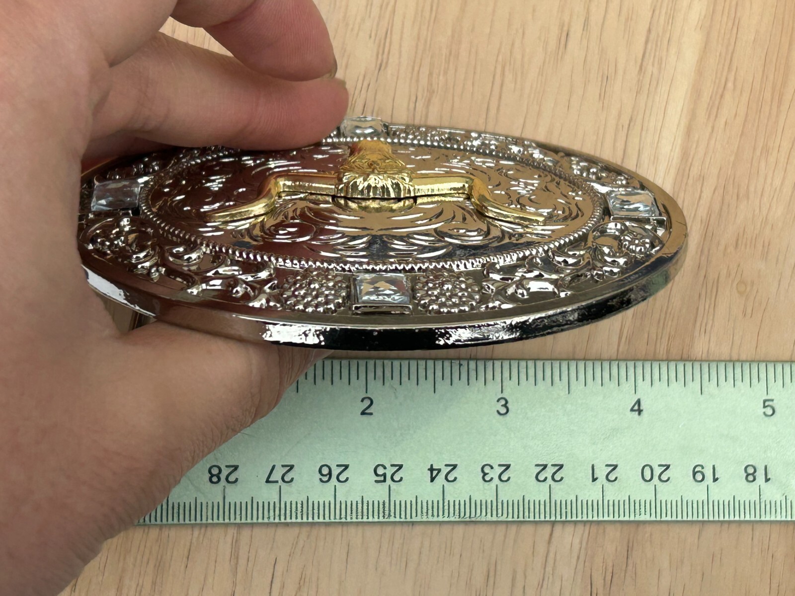 Western Longhorn Buckle Men Unisex Clear Rhinestone Oval Silver Zinc Fit 2 »