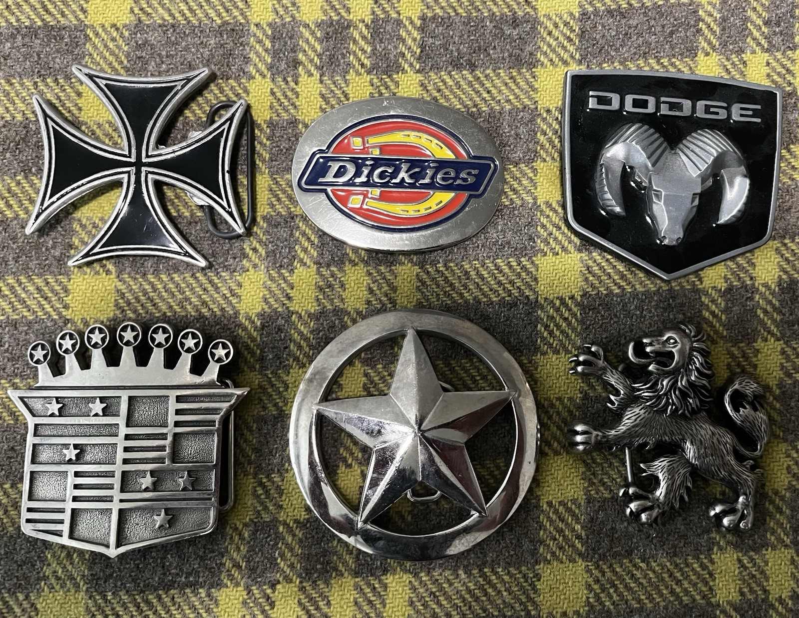Belt Buckles – Dickies, Cadillac, Cross, Lion, Dodge, Star