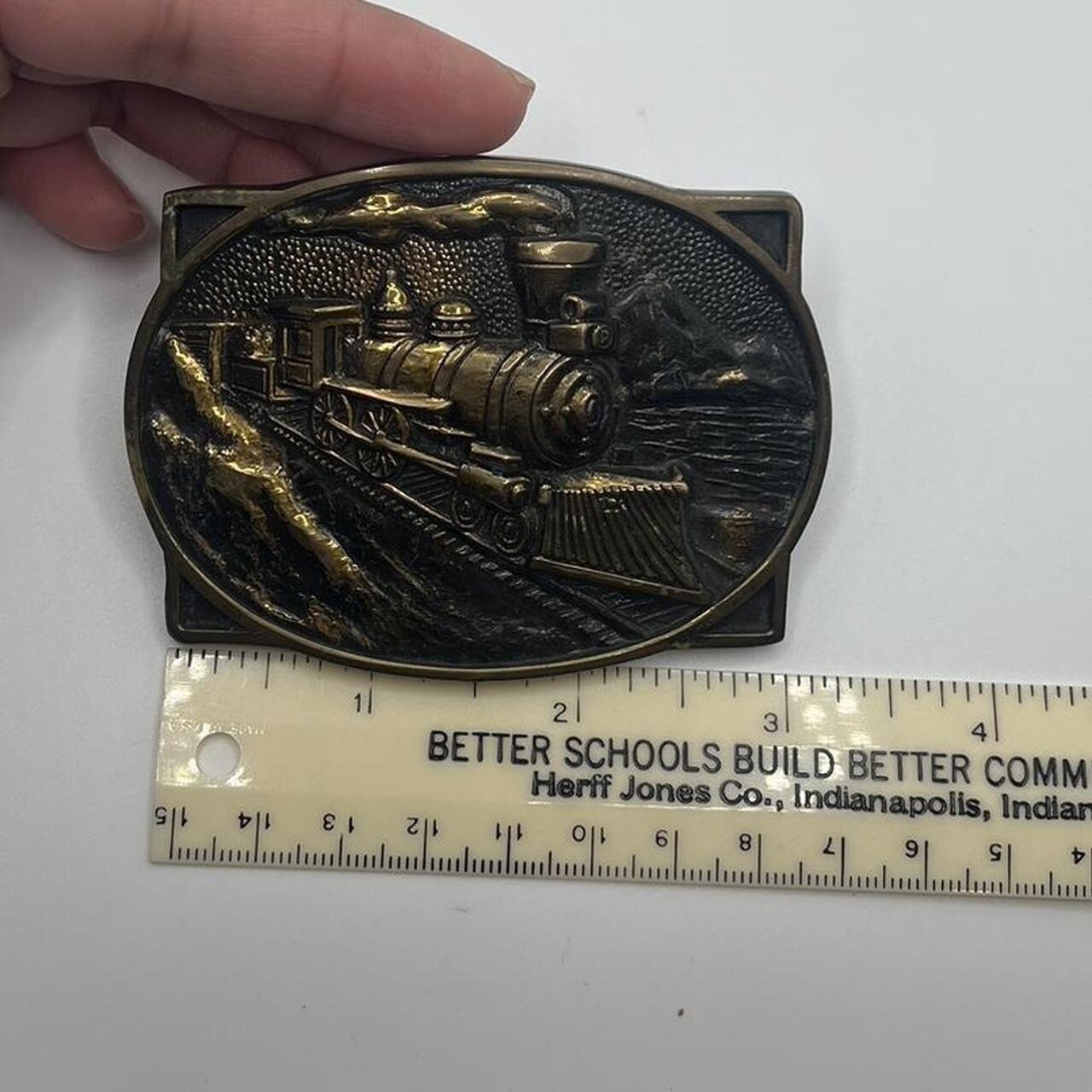 Steam Train Belt Buckle Railroad Locomotive Mens Western Vintage Brass