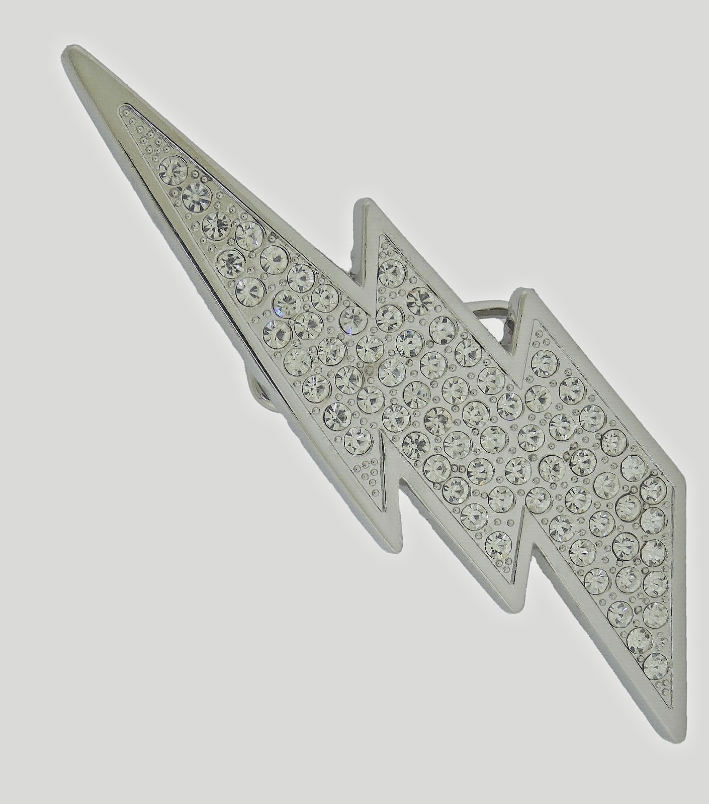 Mens Womens Flash Belt Buckle Rhinestone Silver Metal Fashion New Lightning Bolt