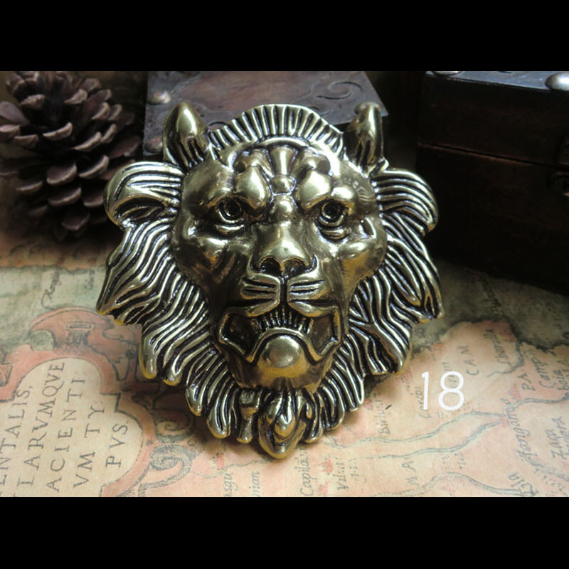 Quality Desig Solid Brass 925 Silver/Gold lion head Belt Buckle cowboy 40mm 1.5&Prime;