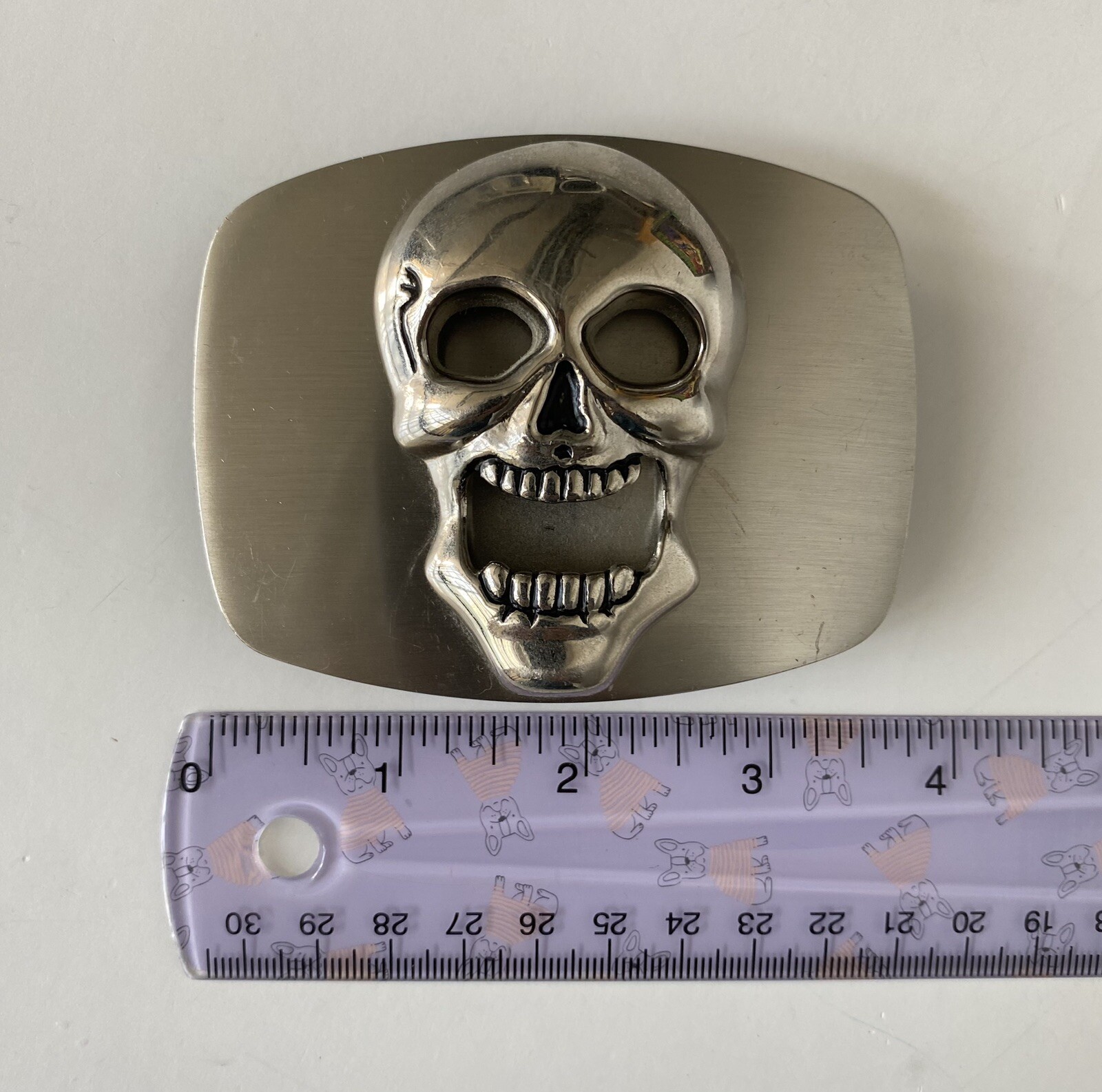 Screaming Skull Skeleton Head Metal Belt Buckle Scary Jolly Roger Biker Goth