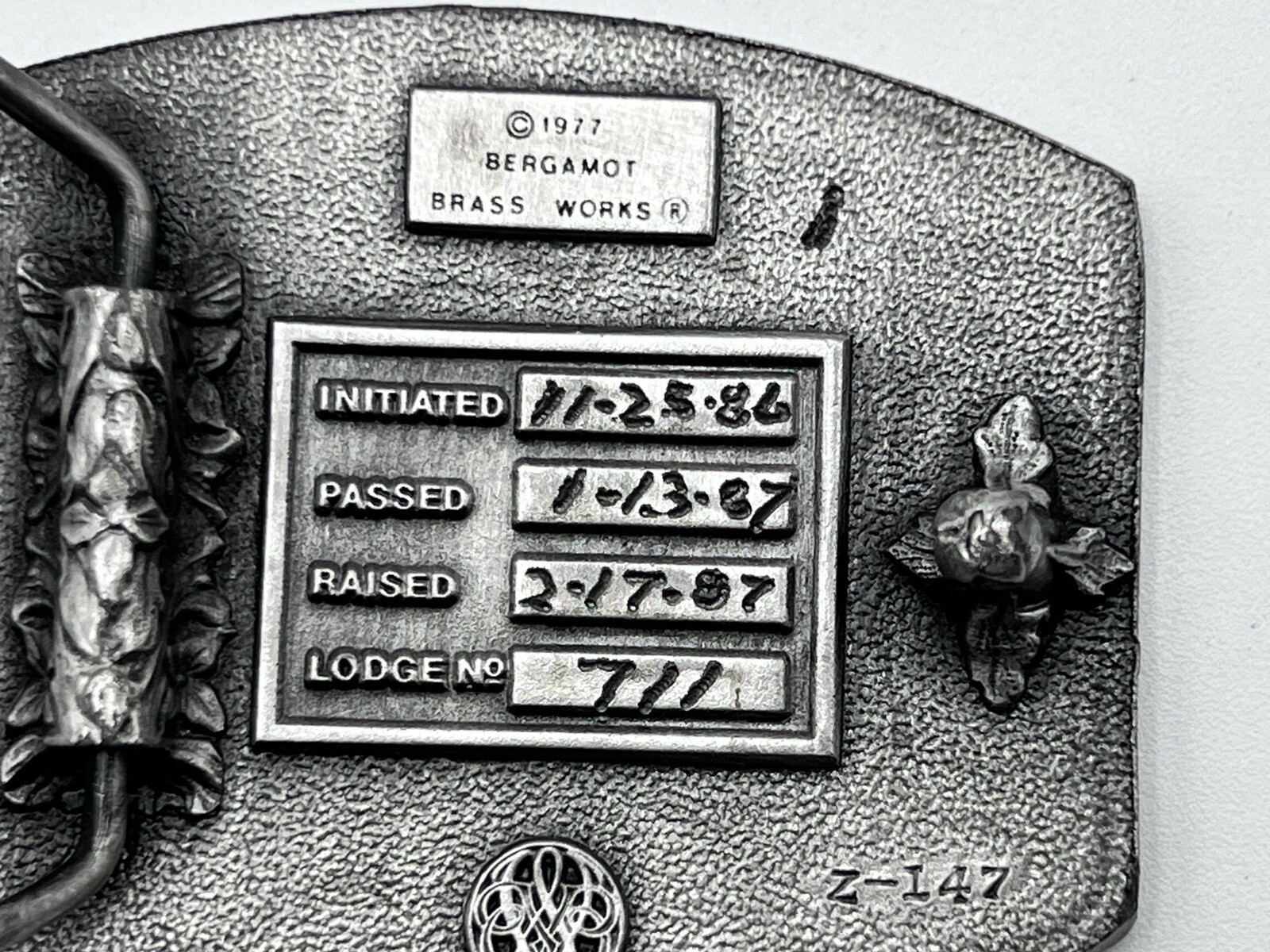 Mason Stone Crafters Belt Buckle Masonic symbols compass / Ruler Templar. J9