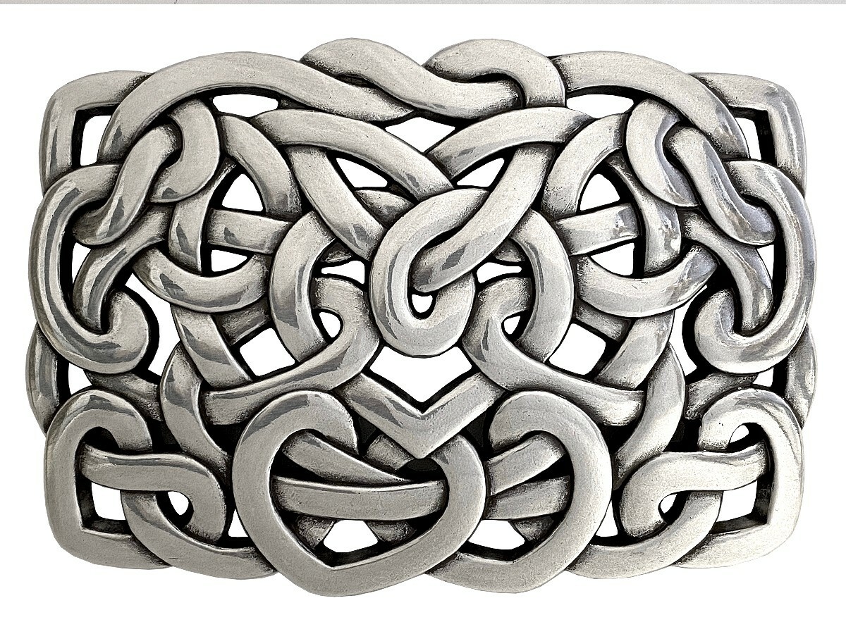 Unique 3D Antique Celtic Heart Connected Engraved Belt Buckle fits 1-1/2&Prime; Strap