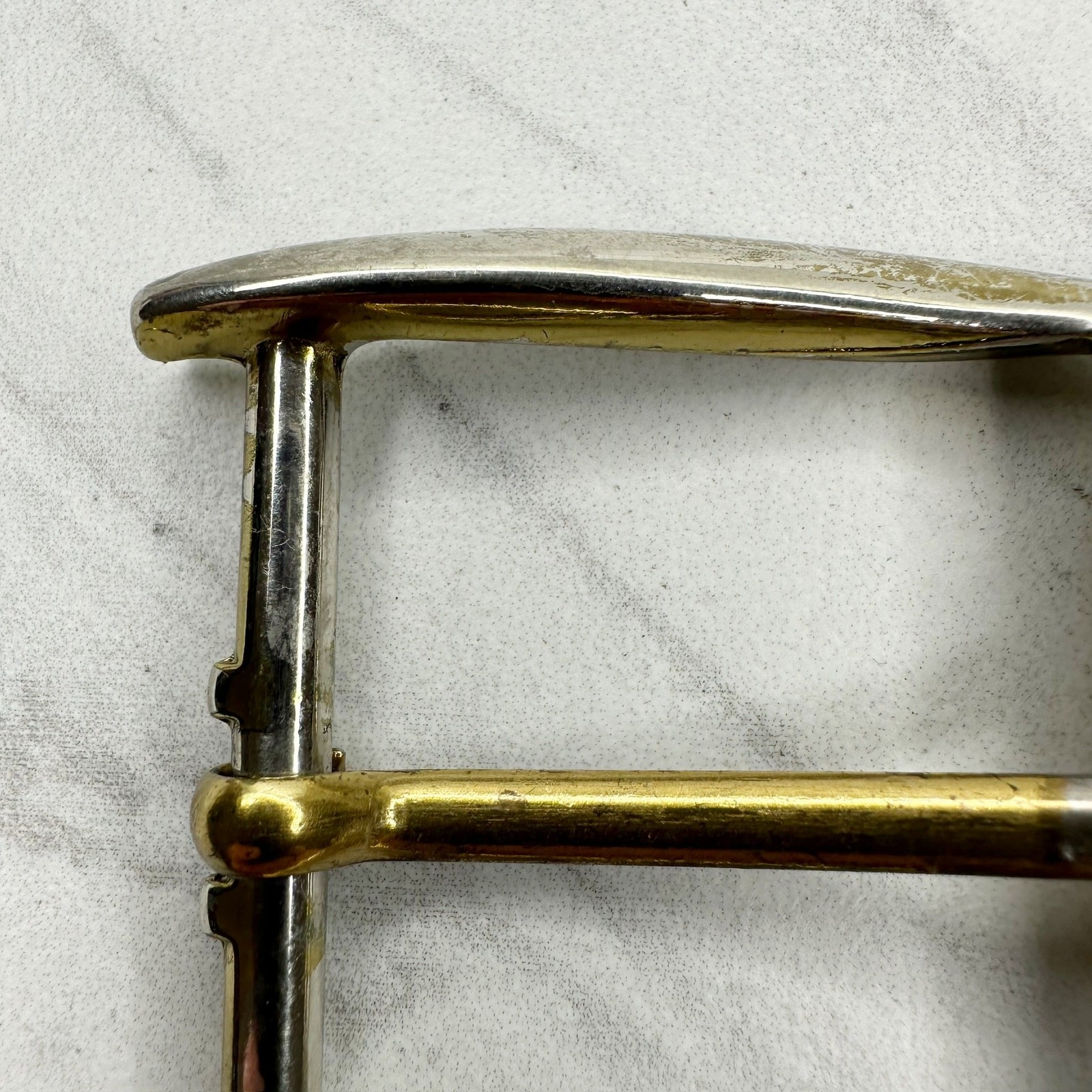 Vintage Silver Gold Tone Simple Rectangle Belt Buckle Fits 1.75&Prime; Belt