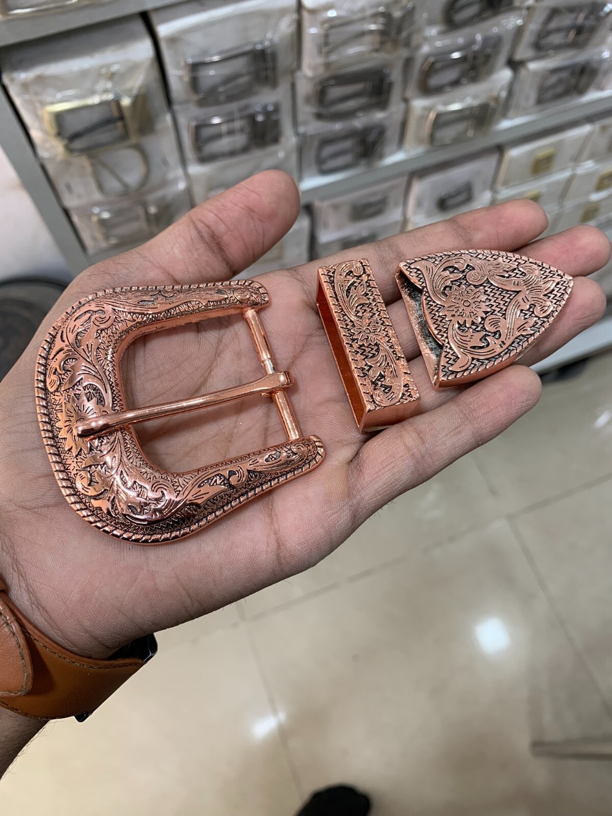 Western 3 piece buckle set brass buckle set 3 pcs Sagittarius buckle 1.5&Prime;, 38mm