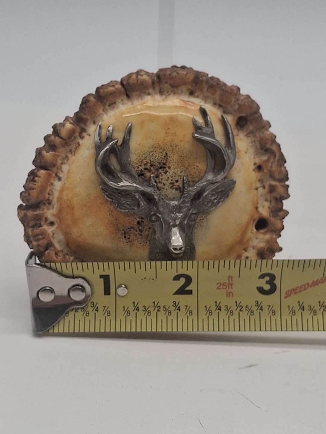 Vintage Handcrafted Elk Antler Burr Belt Buckle Buck