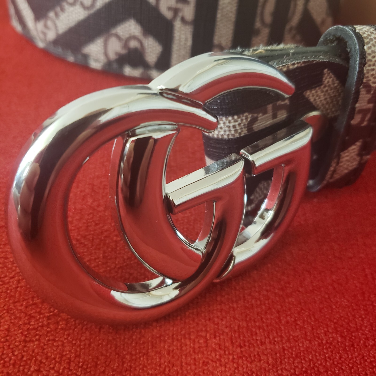 Gucci Interlocking G Belt Caleido Print GG Coated Buckle Canvas Size 50/125
