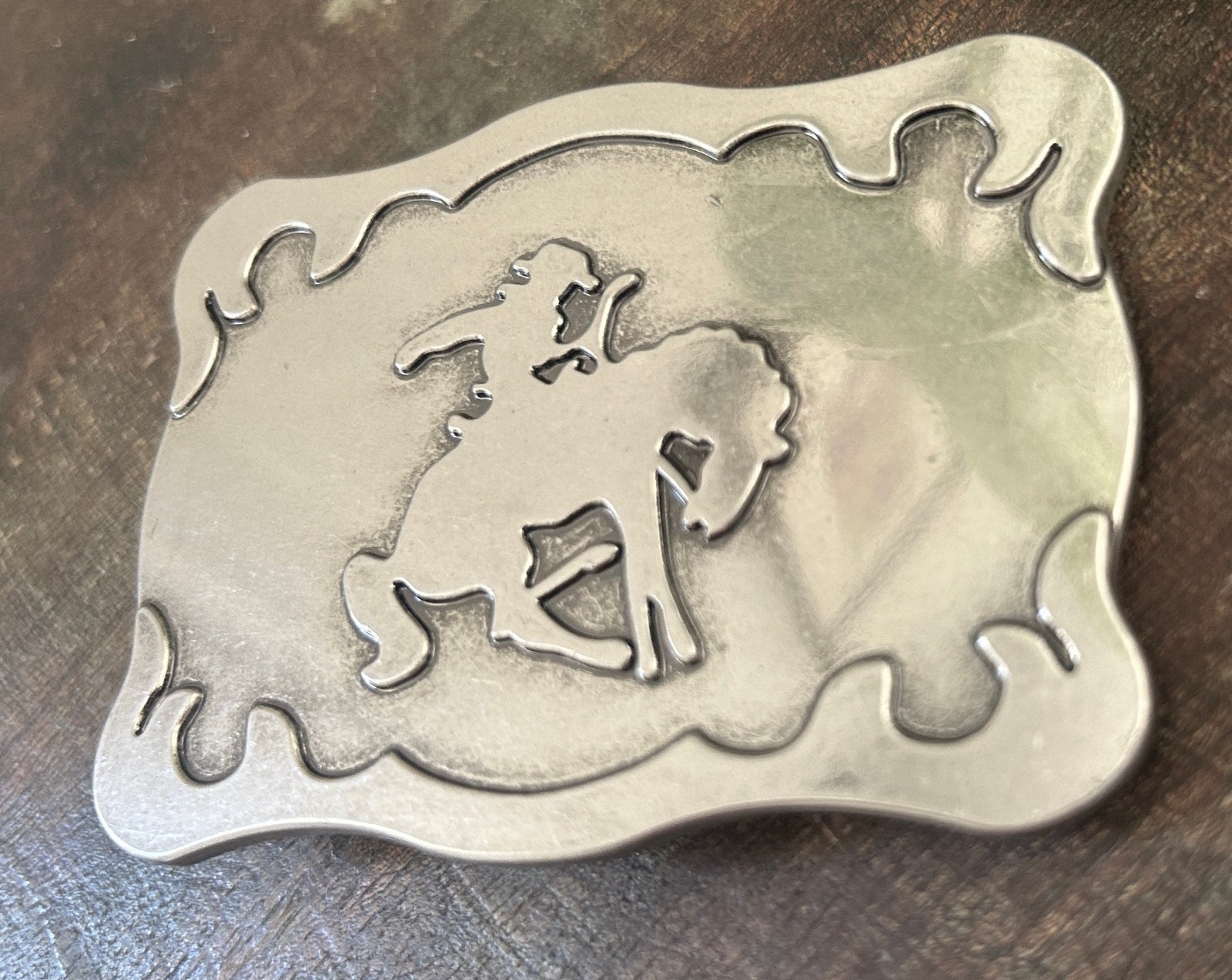 Vintage Bucking Bronco Belt Buckle Western Rodeo Cowboy Horse Rider Snap On Belt