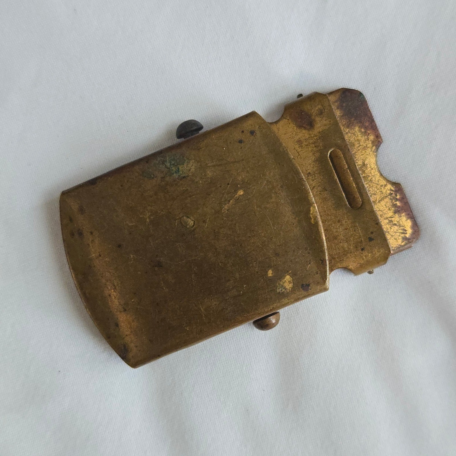 VTG Belt Buckle Gold Mens OS Solid Brass Military Slider Made In USA Unbranded