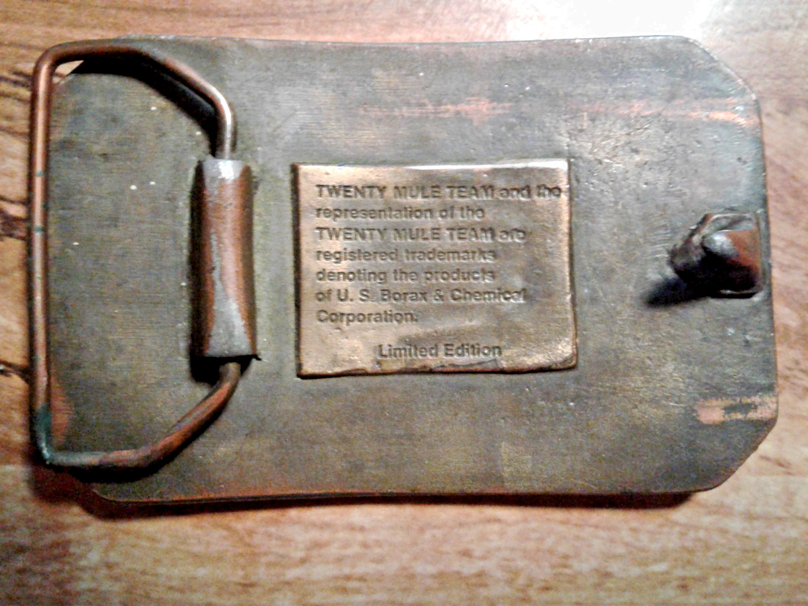 US Borax 1985 The Famous Twenty Mule Team of Death Valley Mining Belt Buckle