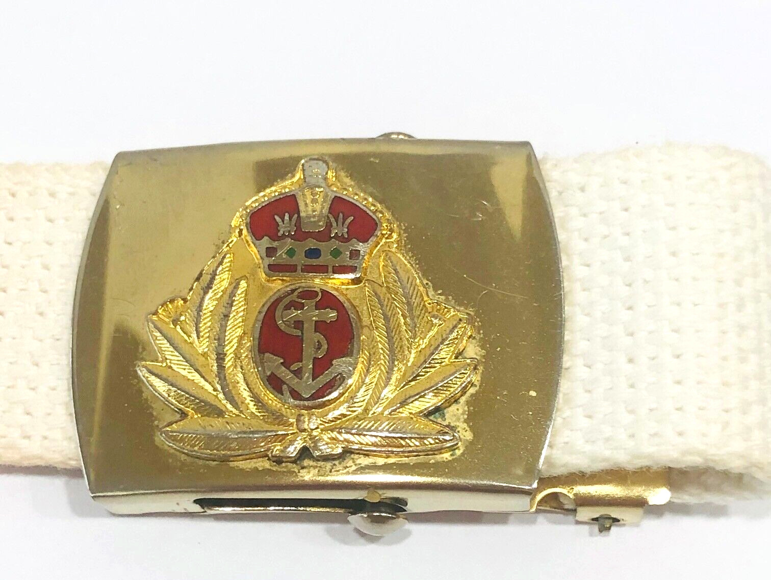 Brass Belt Buckle Crown Anchor USA Men&rsquo;s Nautical Boating Navy VTG Skippers FLA