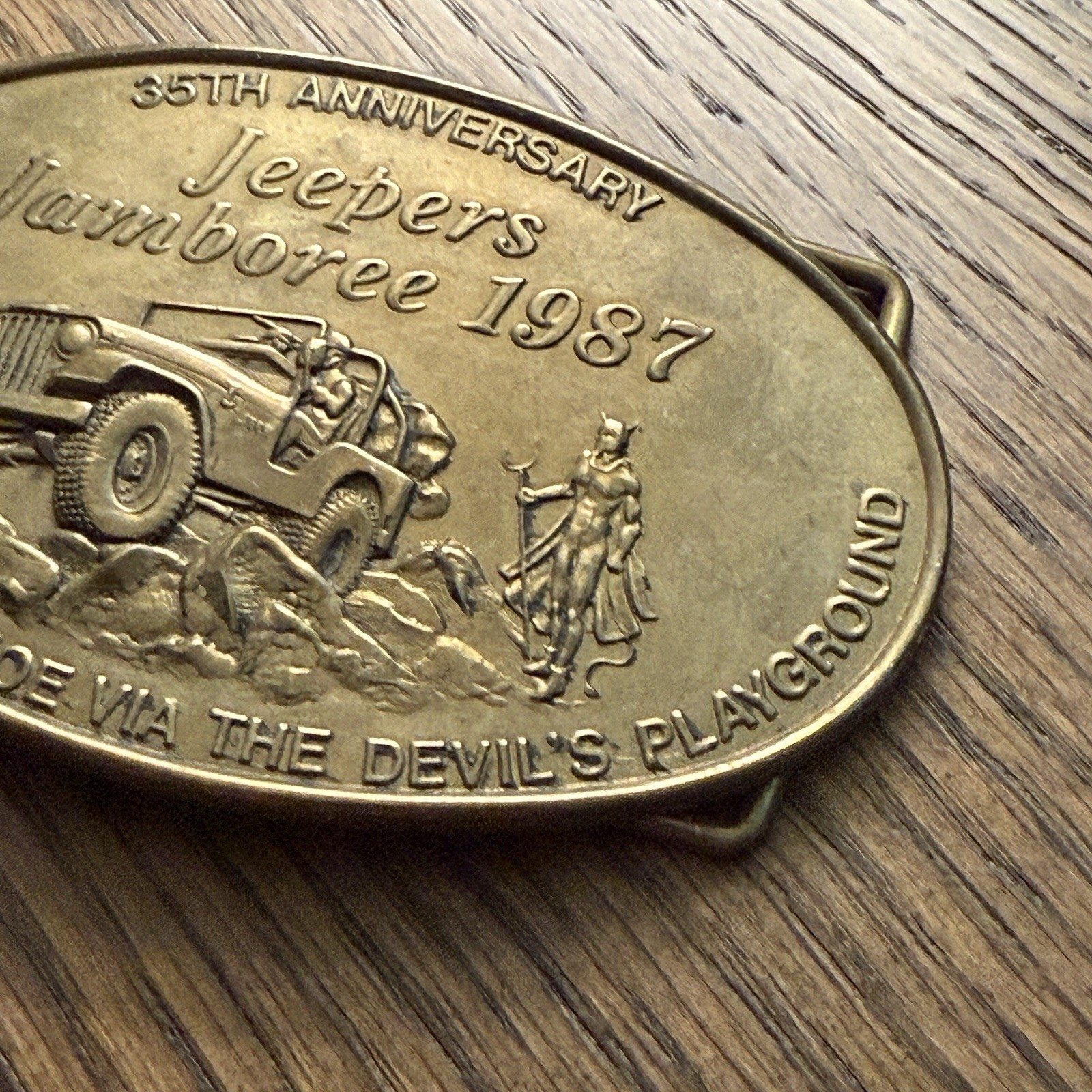 JEEP JEEPERS JAMBOREE 1987 35th Anniversary Belt Buckle Shotgun England