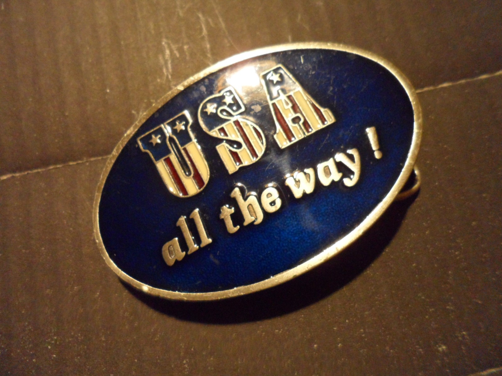 Belt Buckle Biker Western Made in USA All the Way US Stars & Stripes Flag