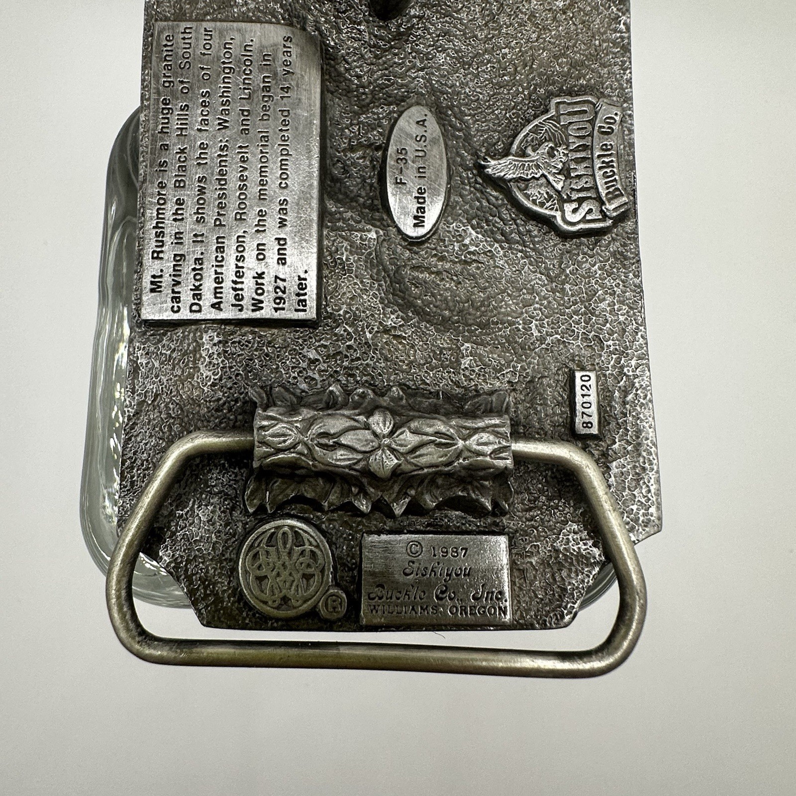 VTG Siskiyou Mt Rushmore Belt Buckle Presidents National Landmark 1987