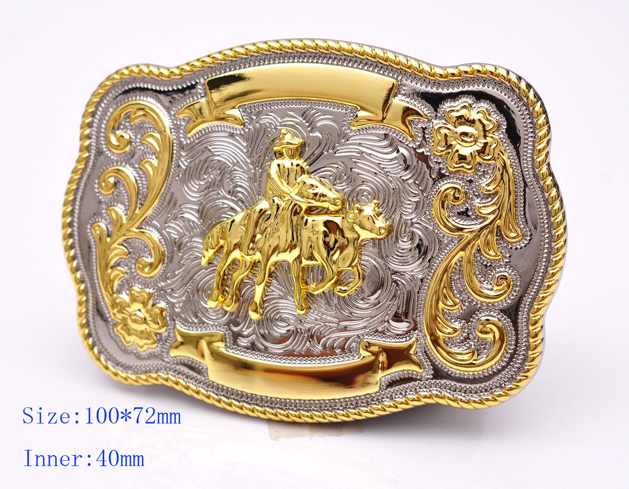 BULL RIDE RODEO LONG HUGE RODEO BIG COWBOY WESTERN GOLD SILVER SHINE BELT BUCKLE