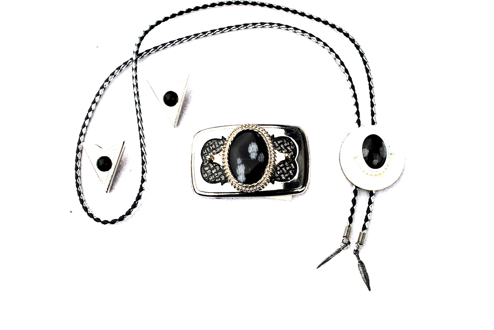 Western Belt Buckle, Bolo and Collar Tip Set