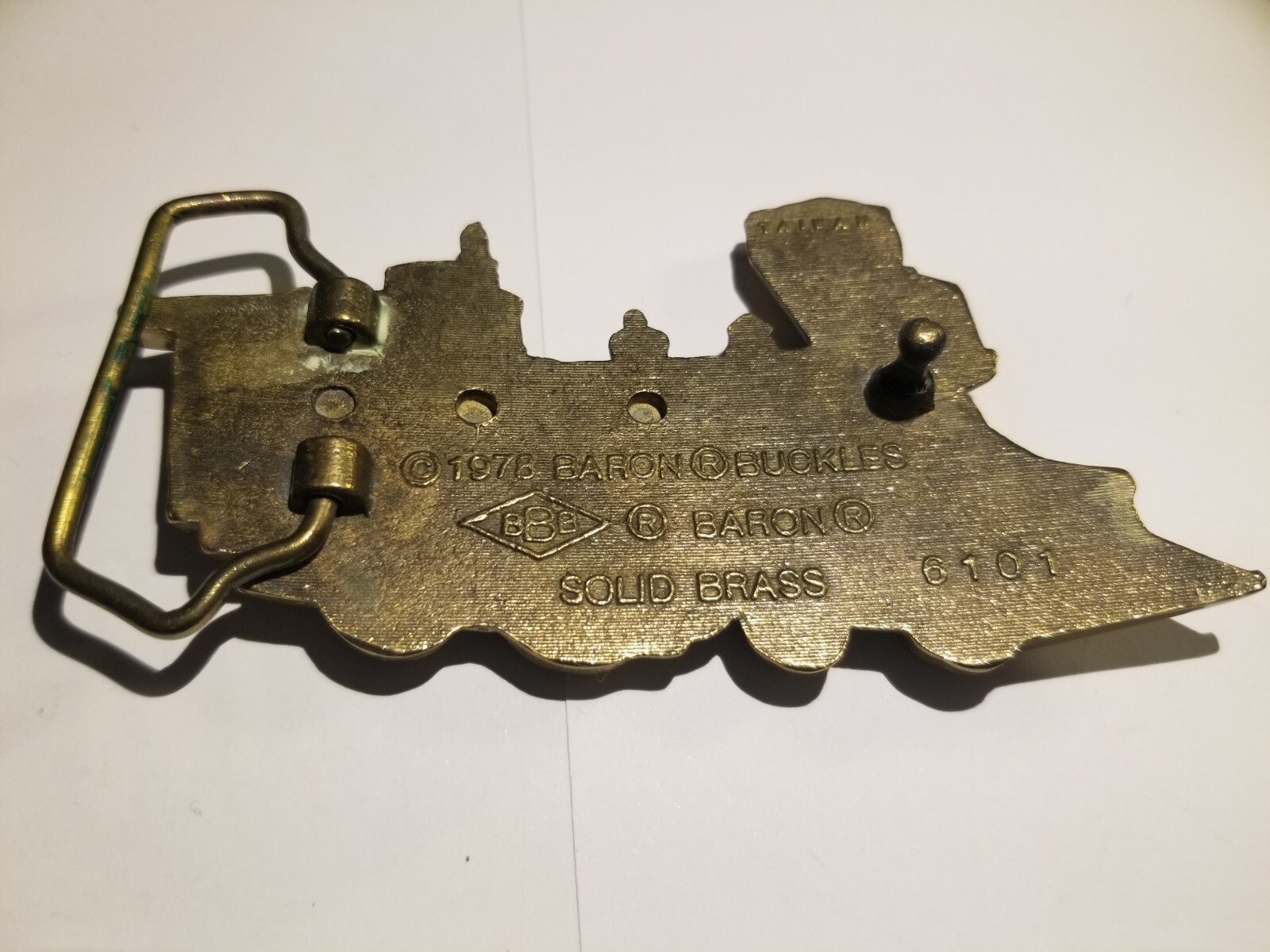one Locomotive Train Belt Buckles 6101 BBB Baron Brass 1970s Real Road VTG
