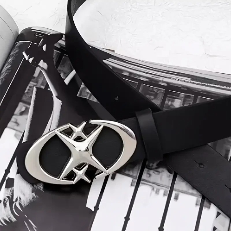 Stylish Oval Cross Buckle Belt Durable Simple Unisex Fashion Belt for Men Women