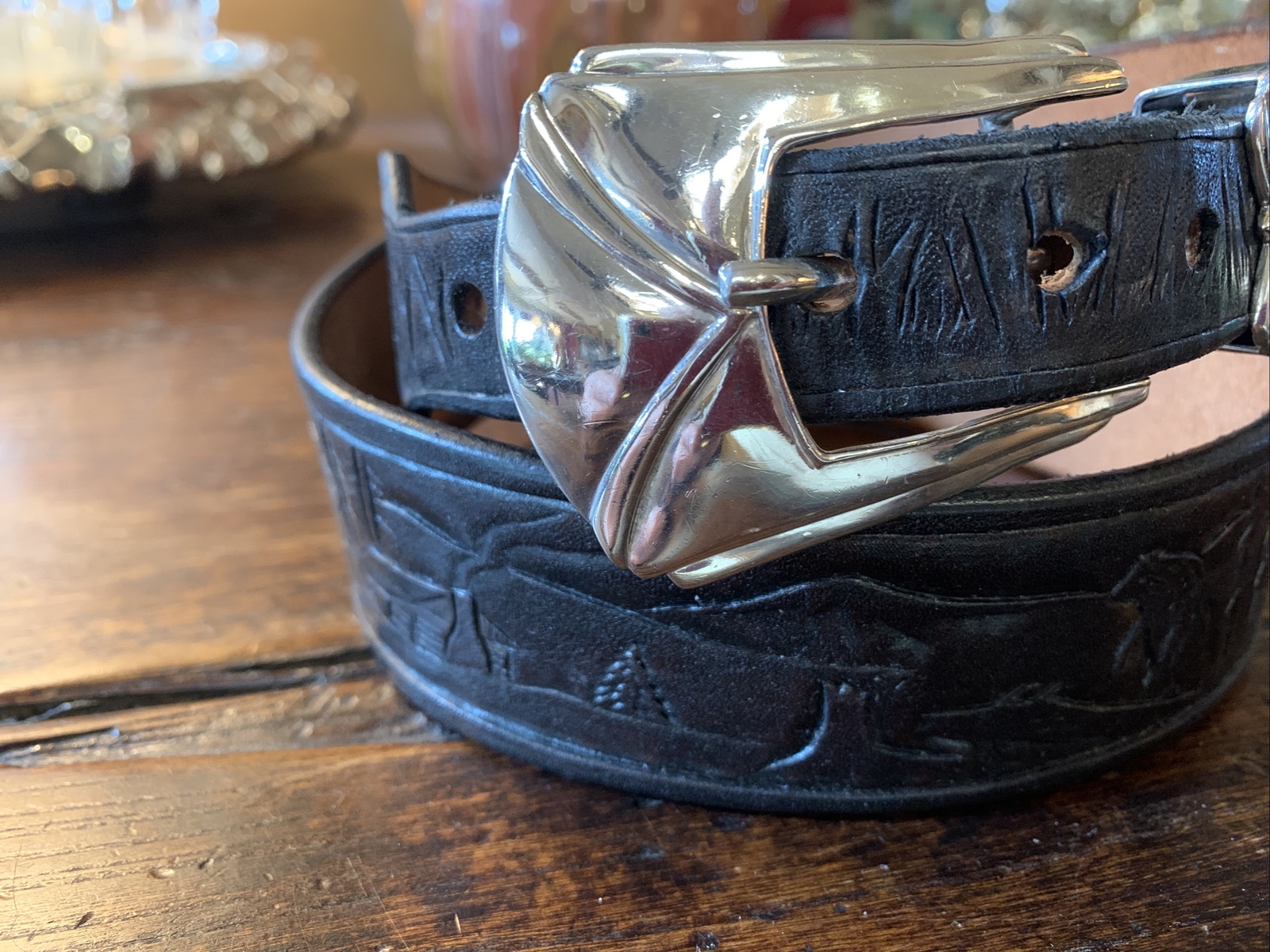 ✅ XL Pawn James Reid style Sterling Silver Belt Buckle Set 31-33-1.5/8”✅nu Belt