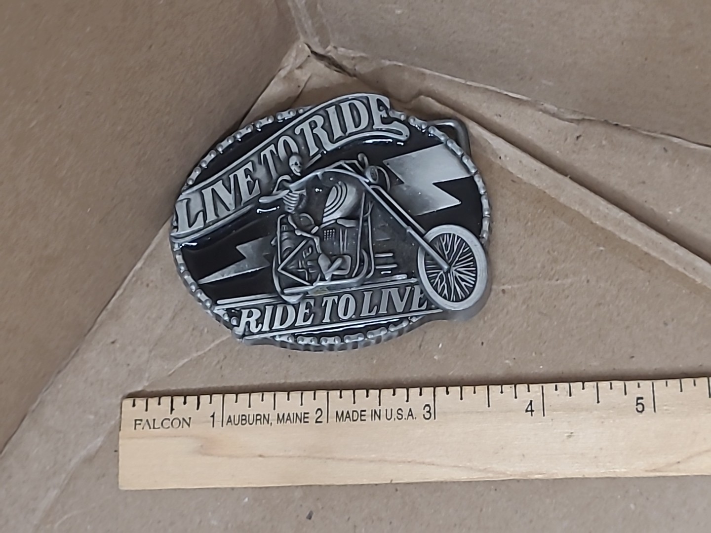 Fashion Mens Western Cowboy Zombie on Motorcycle Belt Buckle Live to Ride