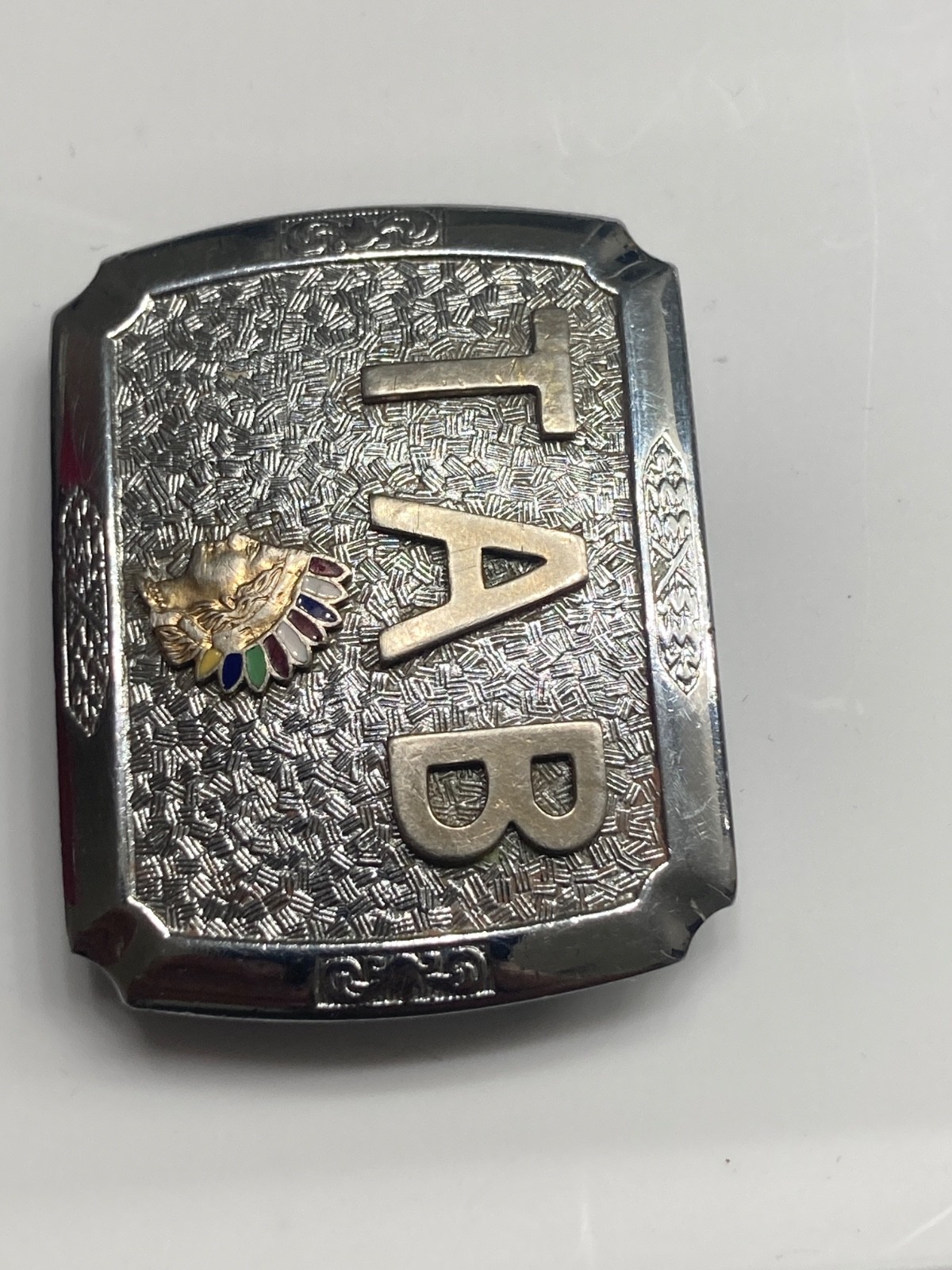 STALDER TAB BELT BUCKLE WUTH INDIAN HEAD ON IT TAB BELT BUCKLE