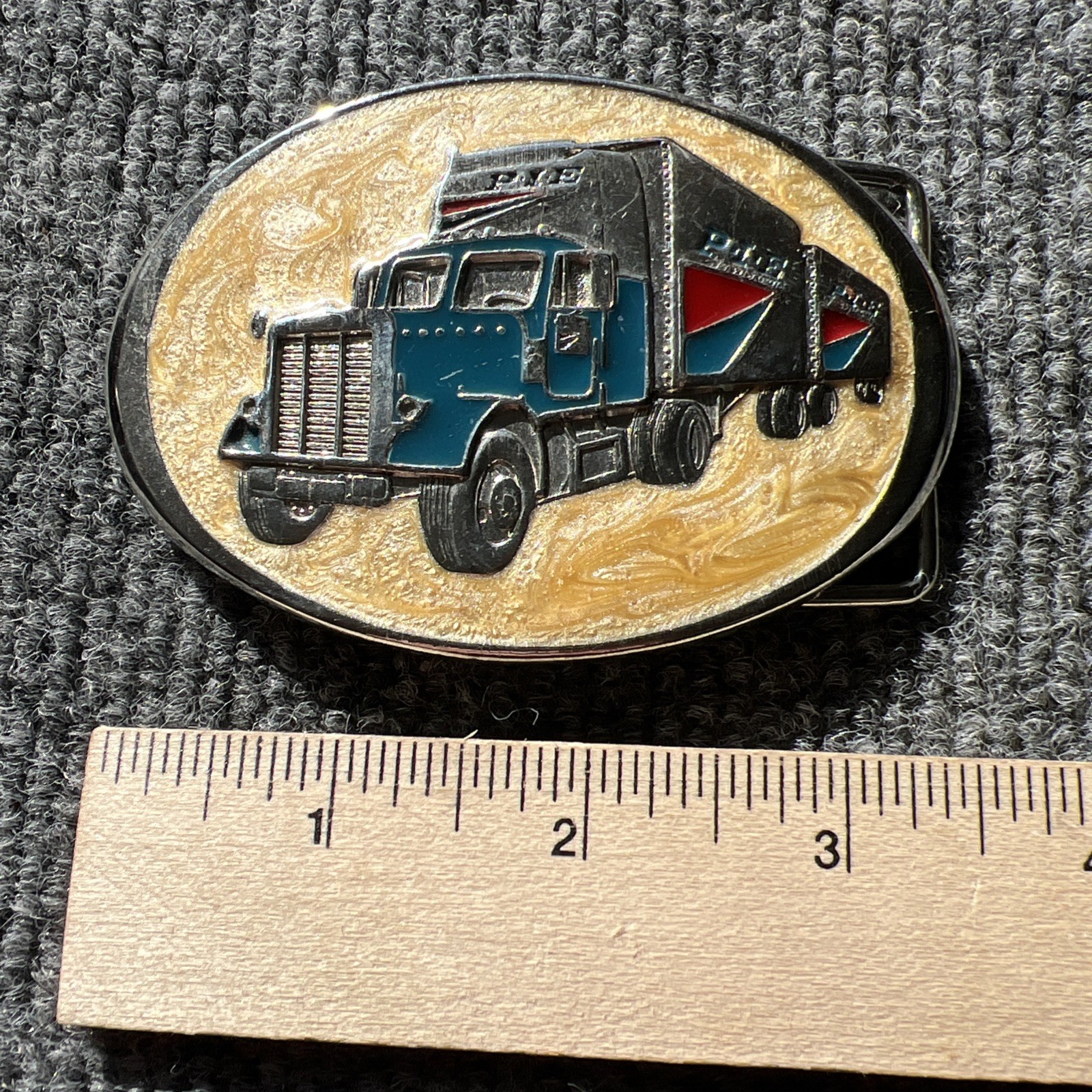 3.5&Prime; x 2.5&Prime; Vintage P.I.E Transport Truck Belt Buckle Q744