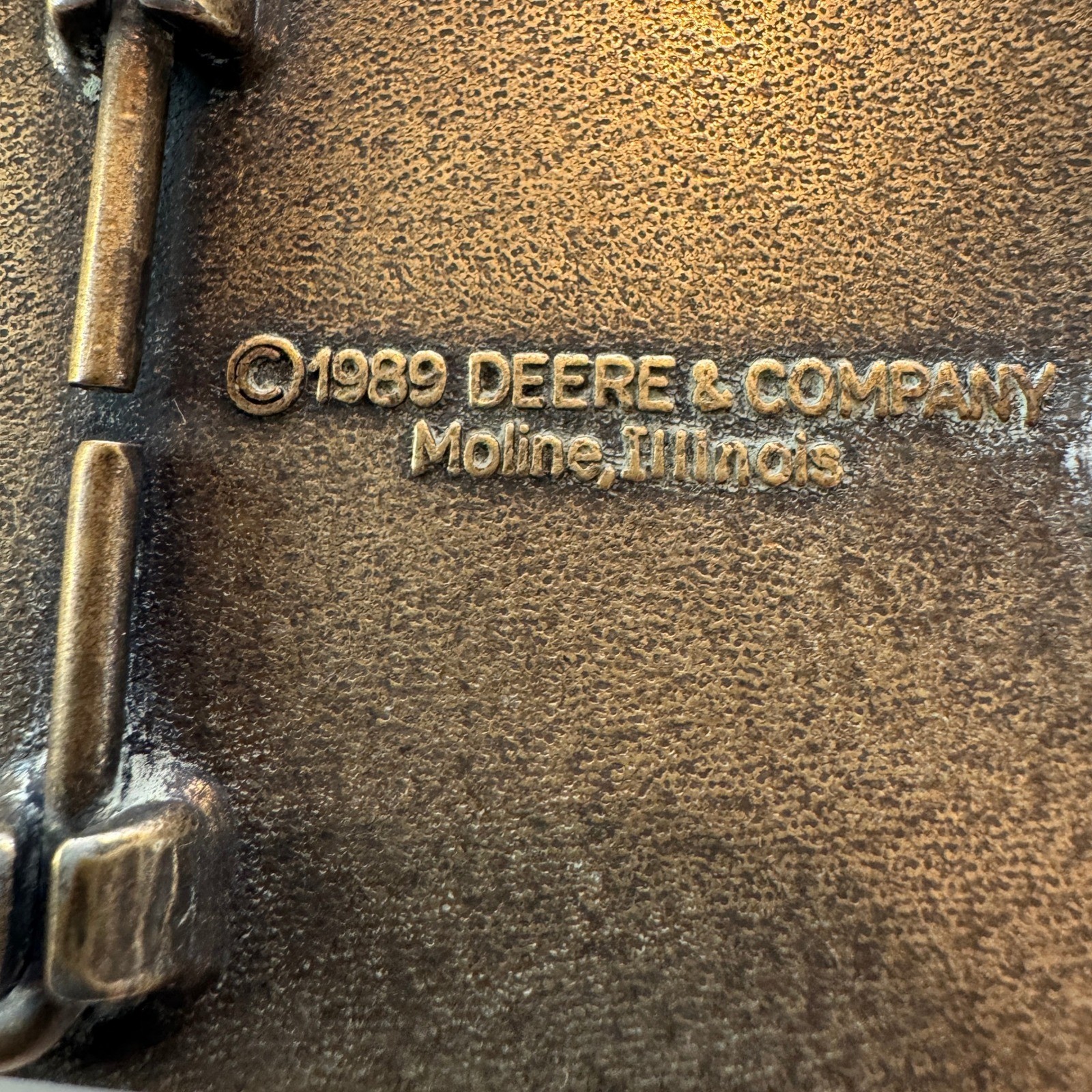 John Deere Diesel Power Belt Buckle Vintage 1989 Engine Tractor Farm Brass