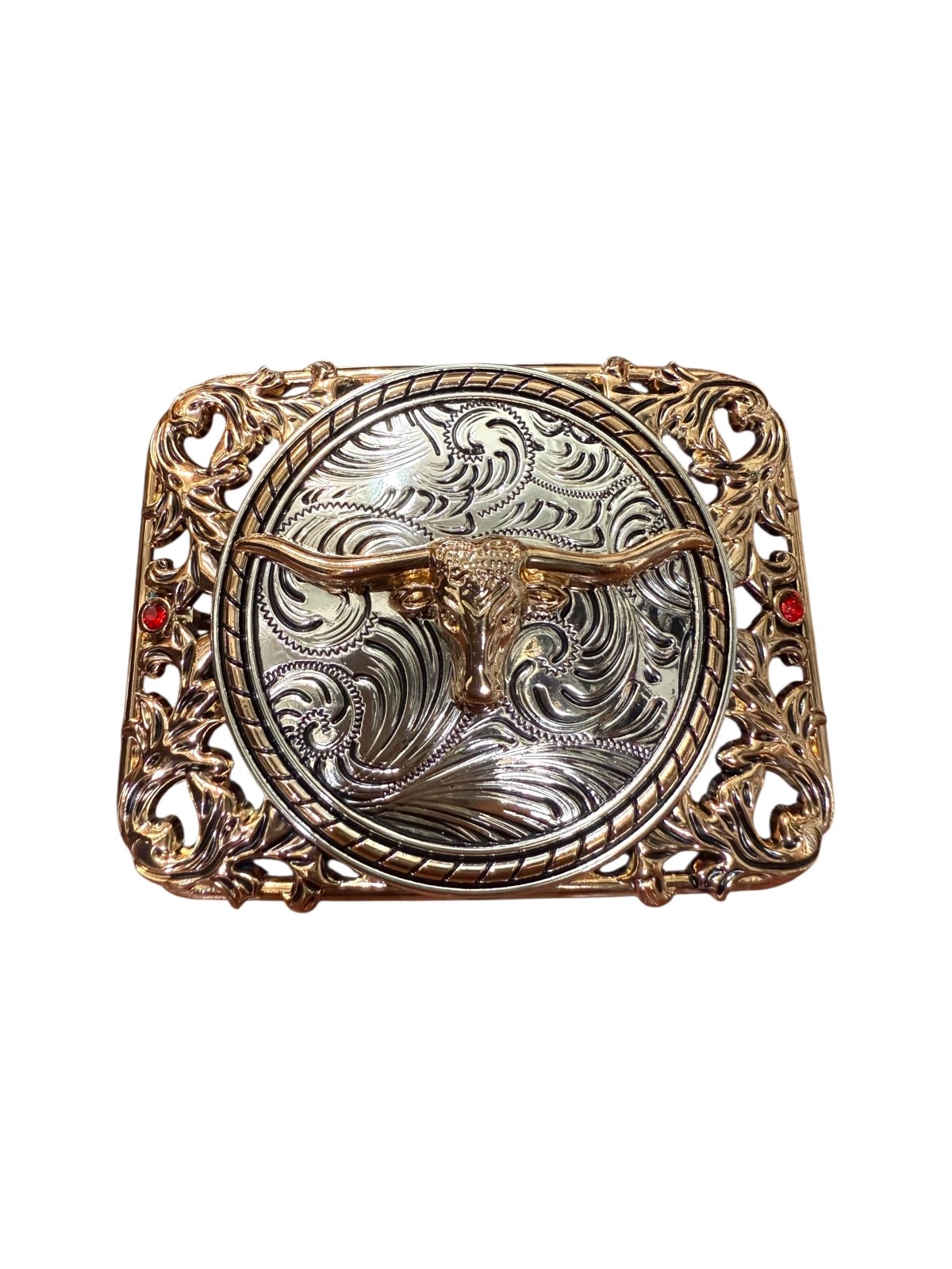 Long Horn Bull Western Style Belt Buckle Hebilla Vaquero con Toro