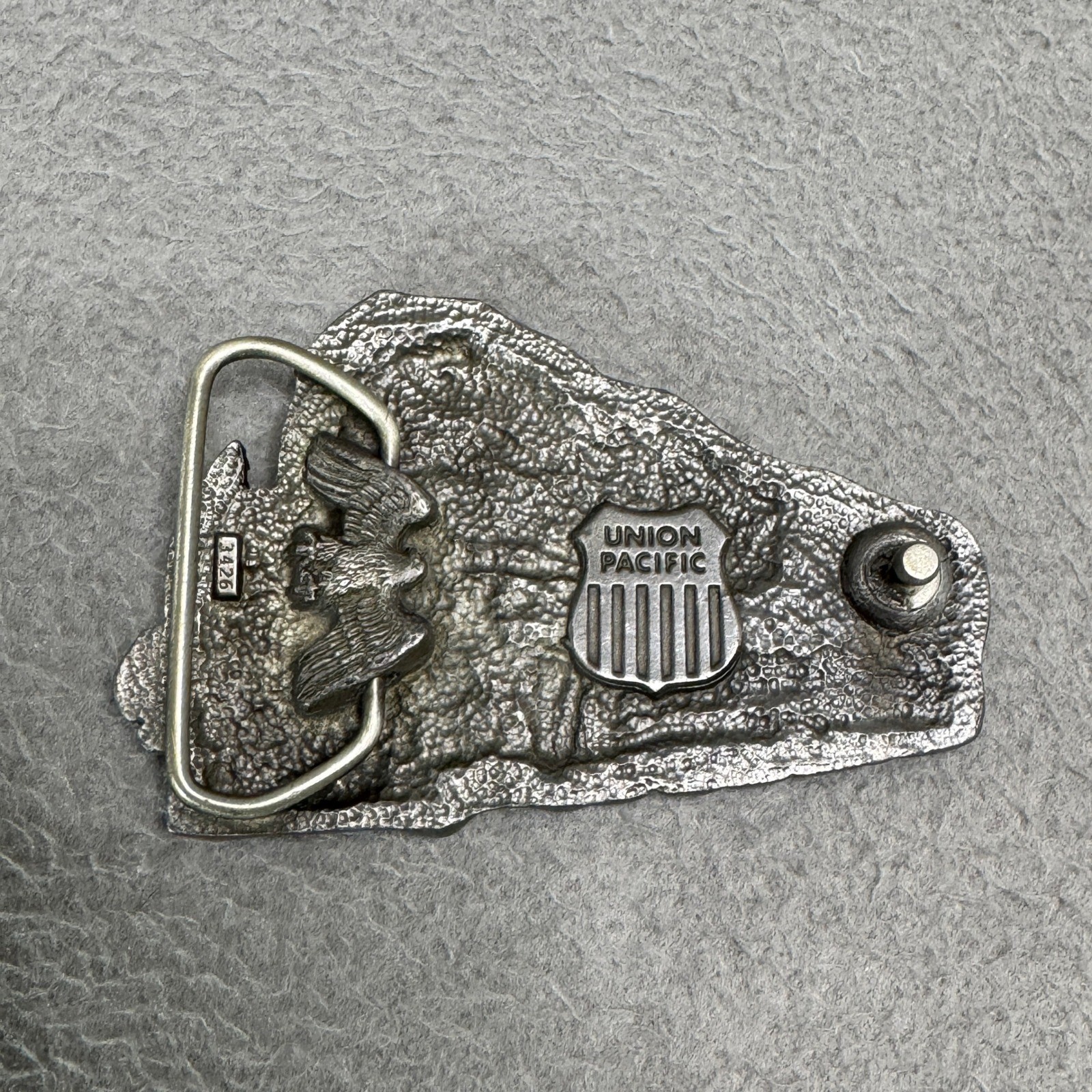 Union Pacific Belt Buckle Pewter Challenger X3985 Steam Train USA