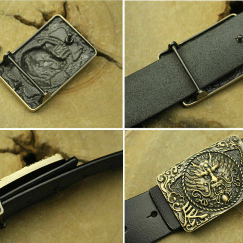 Chinese Zodiac Belt Buckles Brass Golden Toad Embossed Buckle Head Retro Decor