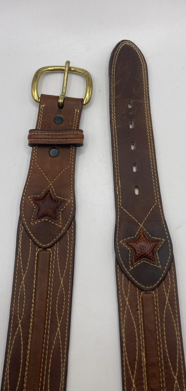 Vintage Larry Mahan Tooled Embroidered Leather Belt 6511 size 34