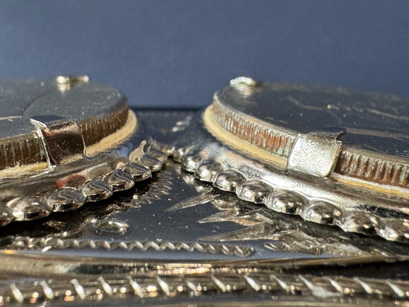 Double Eisenhower SILVER DOLLAR Coins Belt Buckle 1776 – 1976 Centennial 4×2.75”