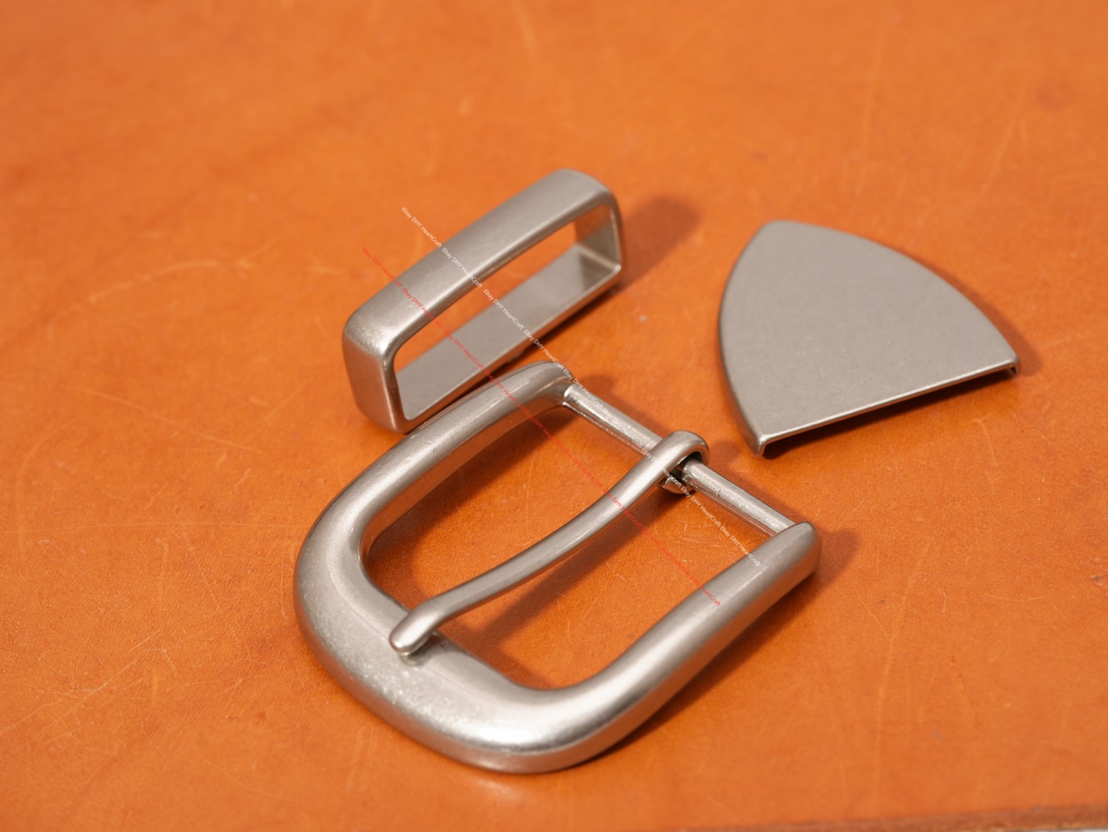 38mm Western stainless Single Prong End Bar Leathercraft Belt Buckle 3 Pcs Set