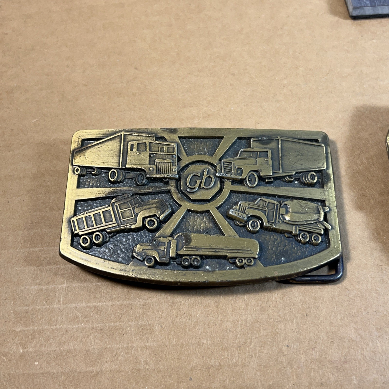 2 Vintage 1970s Belt Buckle TRUCKER semi-truck SOLID BRASS cowboy western driver