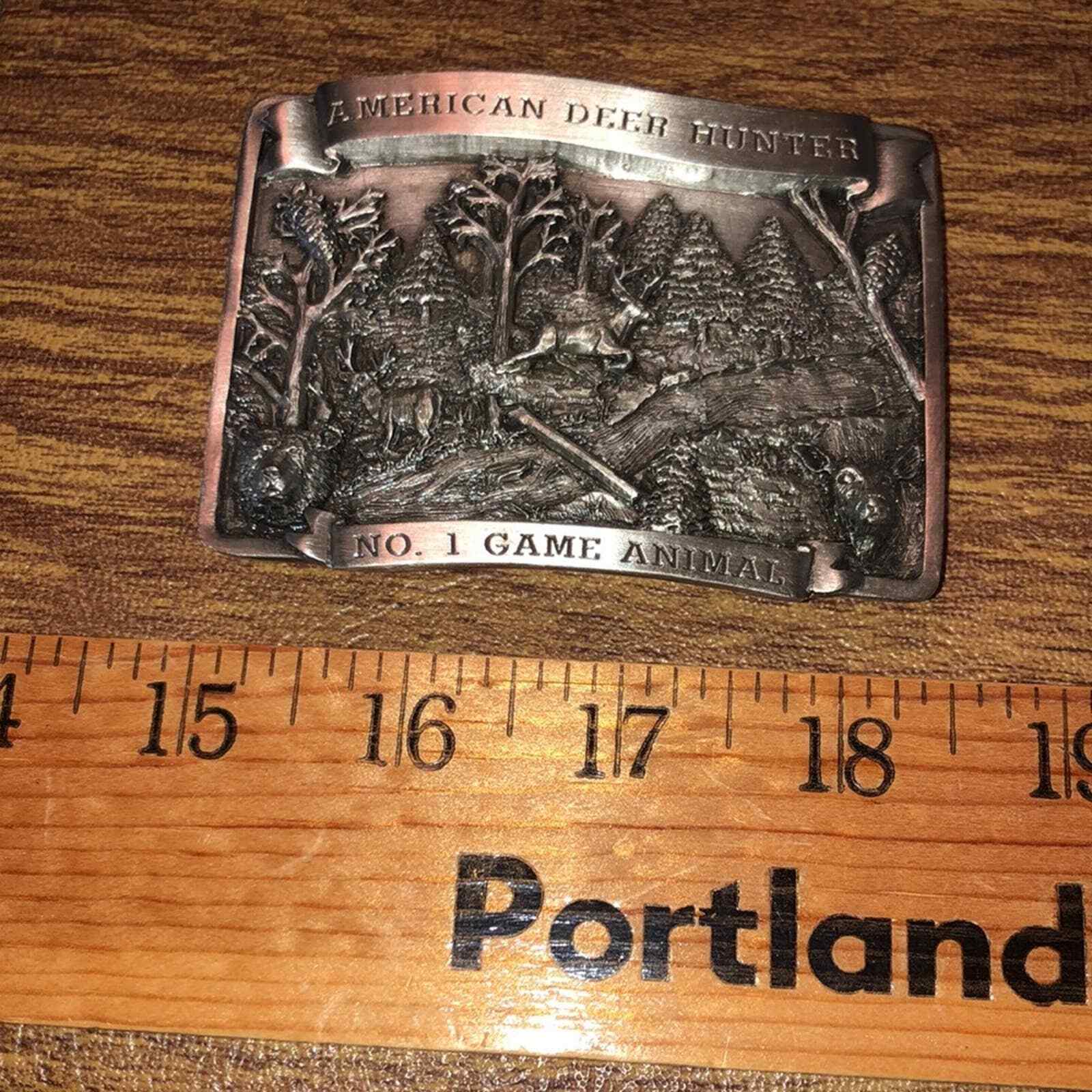 American Deer Hunter No. 1 Game Animal Pewter Tone Hunting Belt Buckle