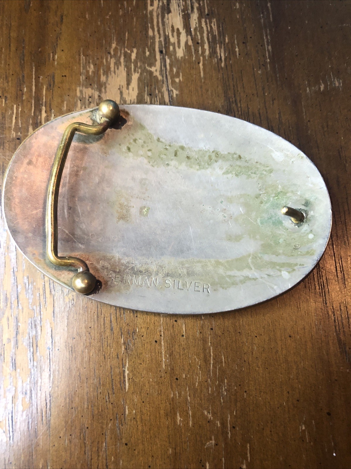 Vintage German Nickel Silver Calf Roping Rodeo Belt Buckle w/ Blank Ribbons