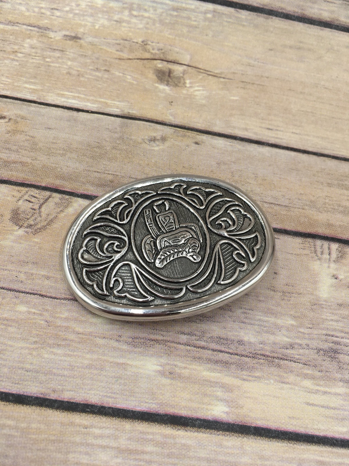 Vintage Avon Horse Saddle Silvertone Metal Belt Buckle 2 1/4&Prime; X 3&Prime;