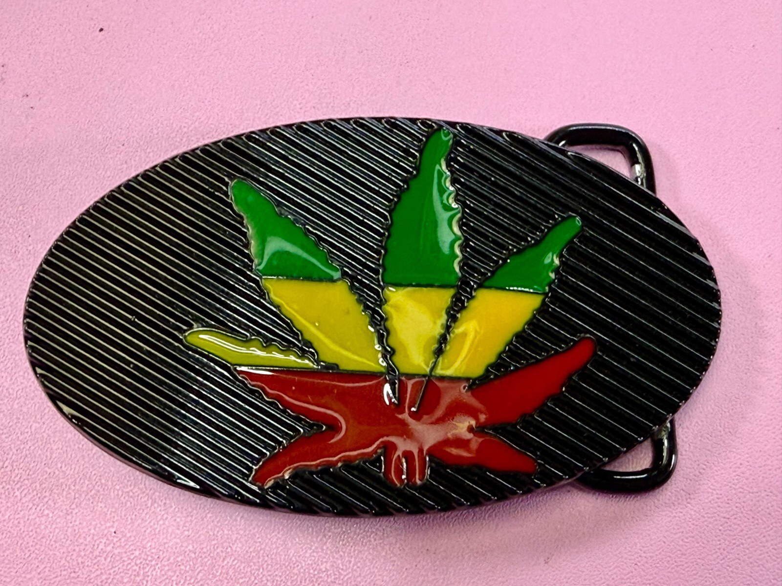 Rasta Colored Pot Marijuana CBD Weed Leaf Delta-283773 New Colorful Belt Buckle